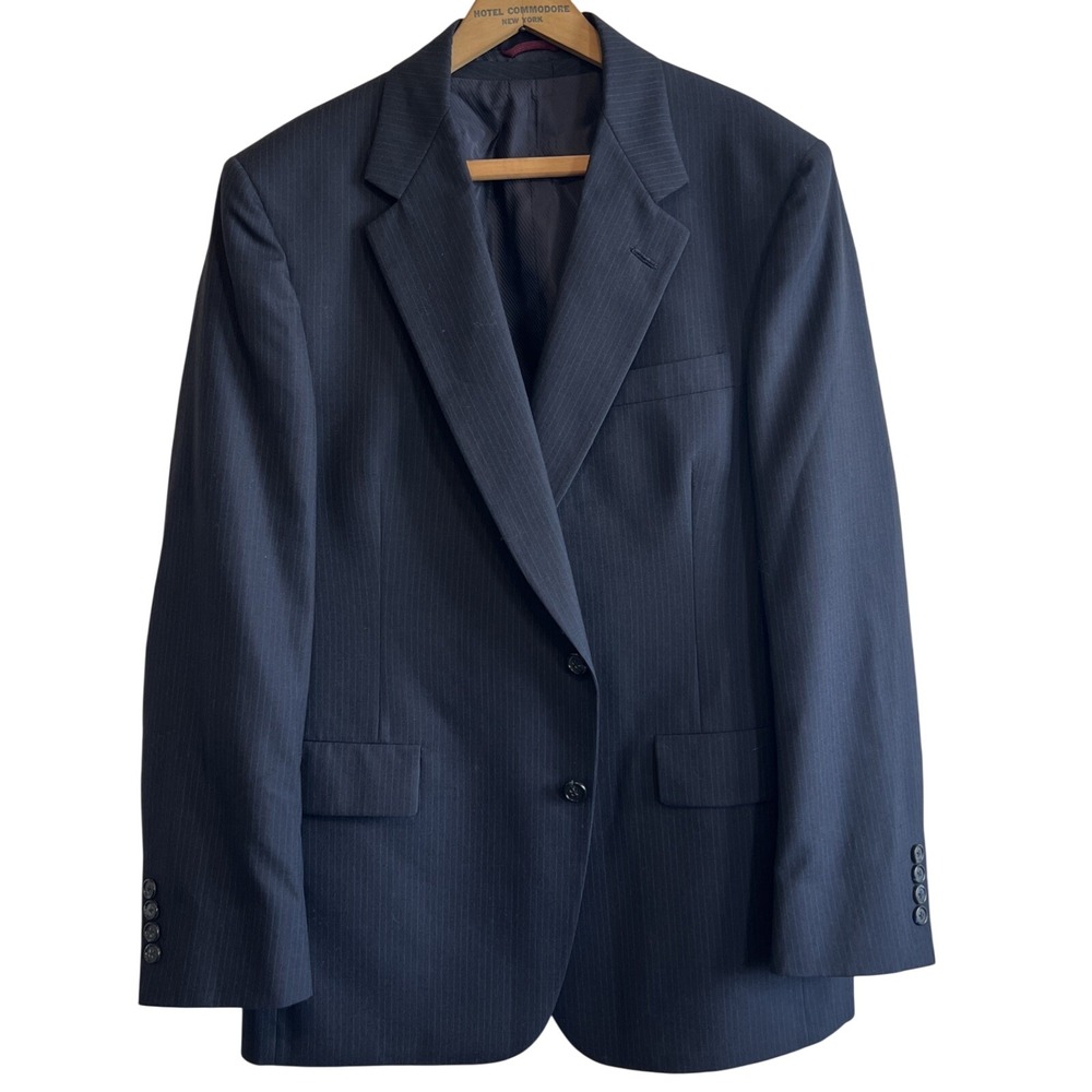 Hart Schaffer & Marx For Marshall Field & Company Coat And Vest Pinstripes Navy